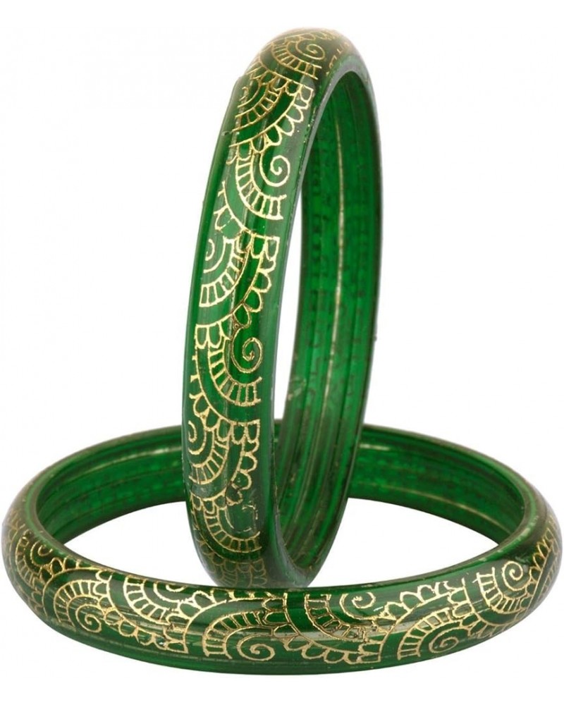 Indian Bangles Jewelry Fashion Bollywood Gold Acrylic Resin Bracelet Bangle Set for Women Green 3 (Set of 2 Pcs) 2-6 $12.09 B...