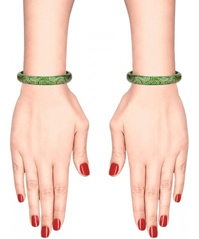 Indian Bangles Jewelry Fashion Bollywood Gold Acrylic Resin Bracelet Bangle Set for Women Green 3 (Set of 2 Pcs) 2-6 $12.09 B...