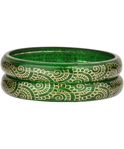 Indian Bangles Jewelry Fashion Bollywood Gold Acrylic Resin Bracelet Bangle Set for Women Green 3 (Set of 2 Pcs) 2-6 $12.09 B...