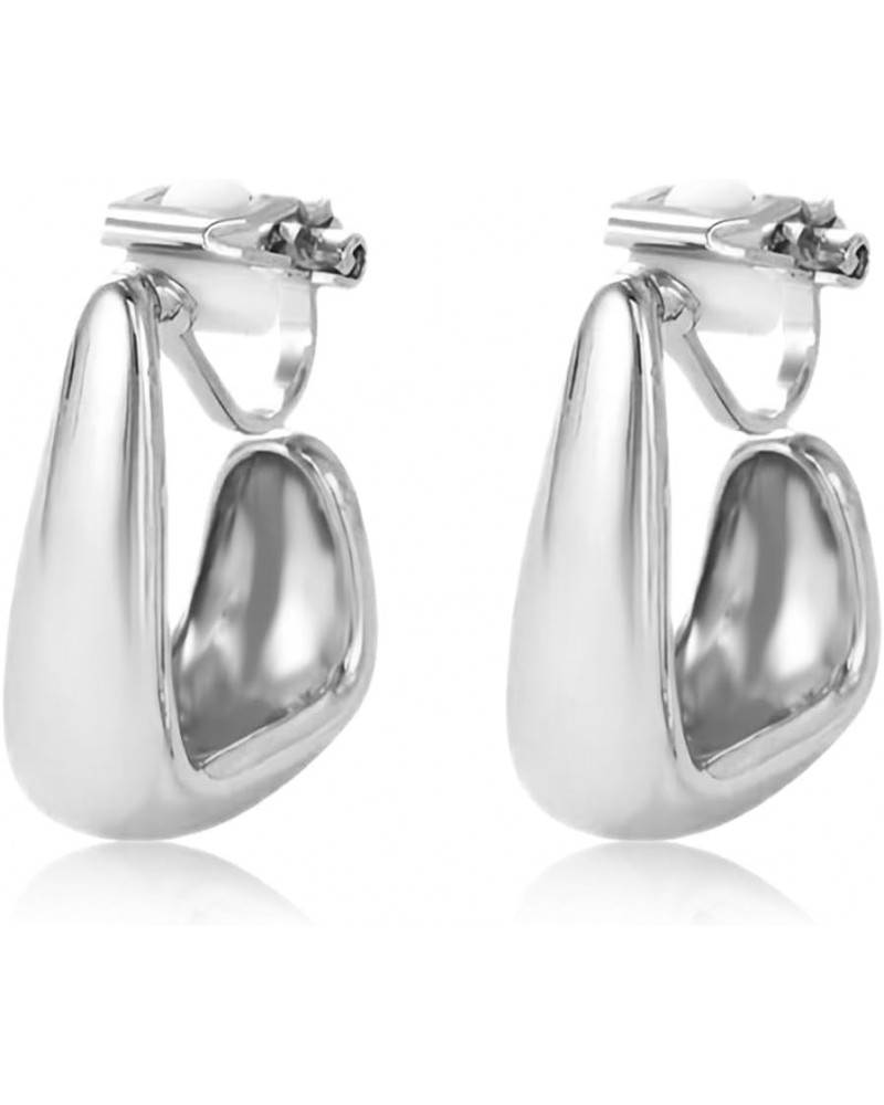 Teardrop Shape 14K Gold Plated Clip On Earrings Chunky Non Pierced Hollow Lightweight Drop Earrings Dupes 2 Silver $8.09 Earr...