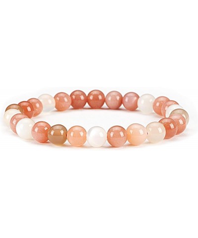 Gemstone Beaded Stretch Bracelet 8mm Round Beads 7 Multi-Color Moonstone $8.39 Bracelets