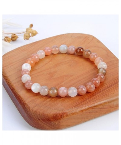 Gemstone Beaded Stretch Bracelet 8mm Round Beads 7 Multi-Color Moonstone $8.39 Bracelets