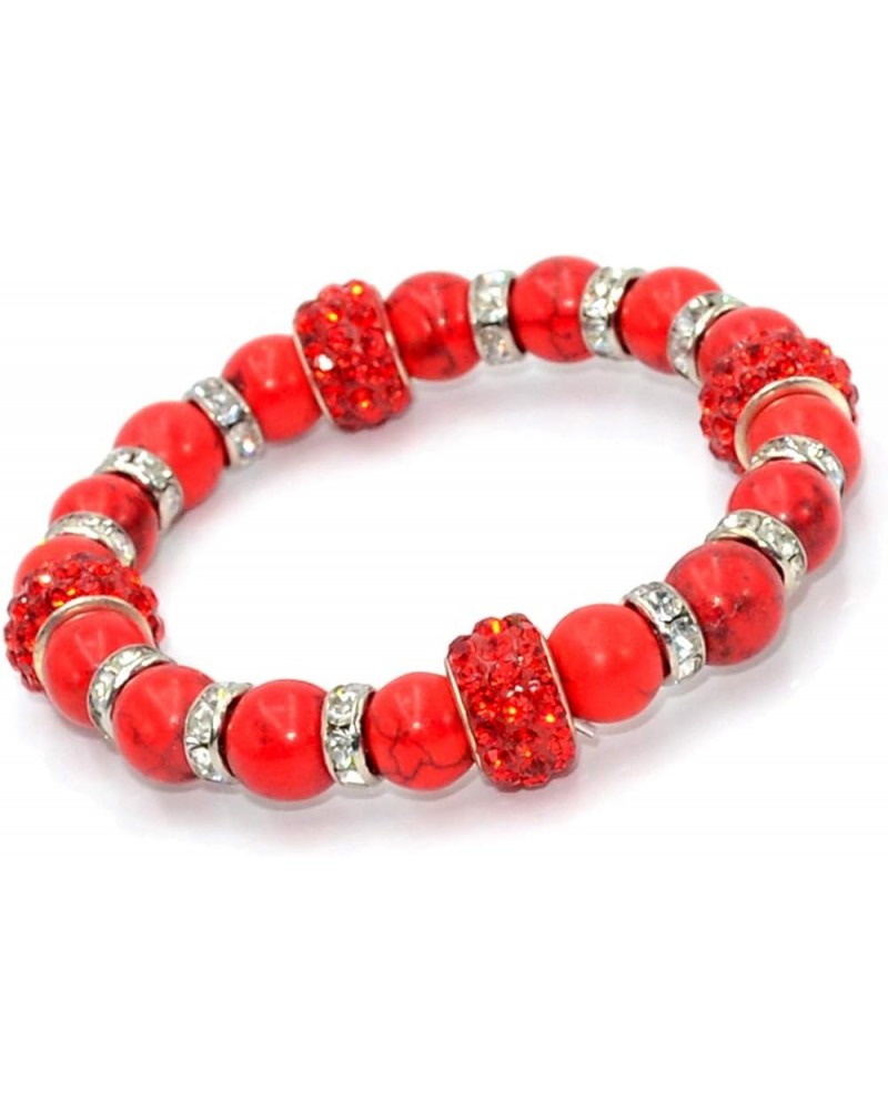 Handmade Bracelet Collection - (Ethnic Wallet Gift) Rhinestone Red Turquoise Stone $10.55 Bracelets