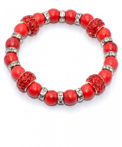 Handmade Bracelet Collection - (Ethnic Wallet Gift) Rhinestone Red Turquoise Stone $10.55 Bracelets