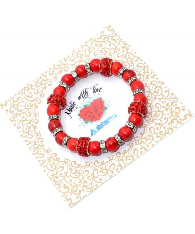 Handmade Bracelet Collection - (Ethnic Wallet Gift) Rhinestone Red Turquoise Stone $10.55 Bracelets