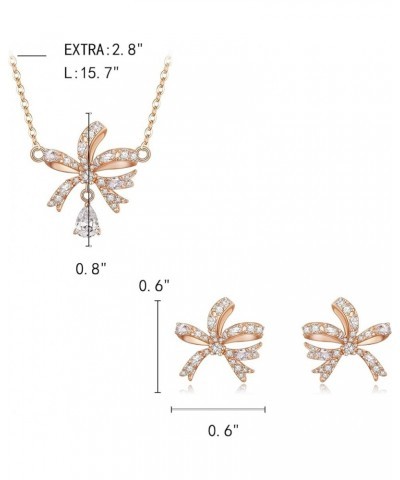 Silver/14k Gold/Rose Gold Plated Cubic Zirconia knot Necklace Earrings Jewelry Set Gift for Women Girls, Valentine's Day/Moth...