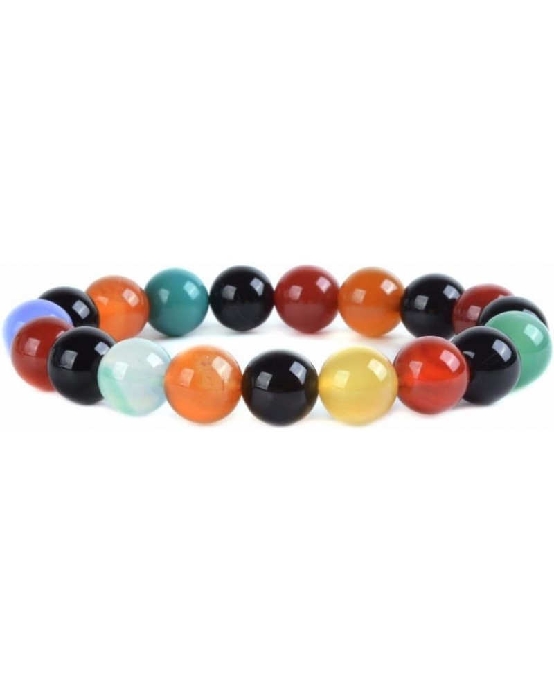 Gem Semi Precious Gemstone 10mm Round Beads Stretch Bracelet 7 Inch Unisex Multi-color Agate $14.74 Bracelets