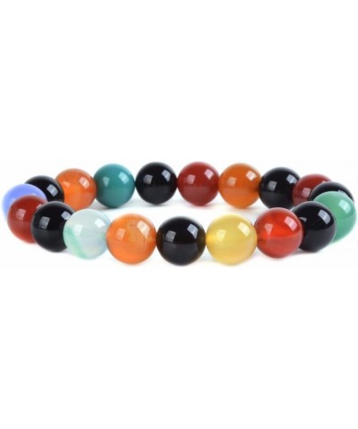 Gem Semi Precious Gemstone 10mm Round Beads Stretch Bracelet 7 Inch Unisex Multi-color Agate $14.74 Bracelets