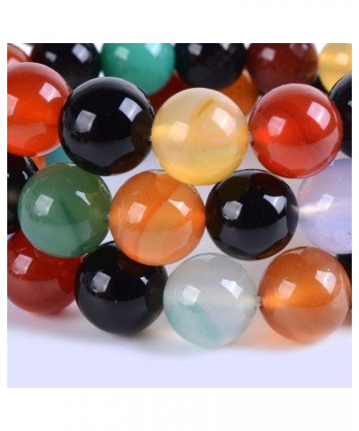 Gem Semi Precious Gemstone 10mm Round Beads Stretch Bracelet 7 Inch Unisex Multi-color Agate $14.74 Bracelets