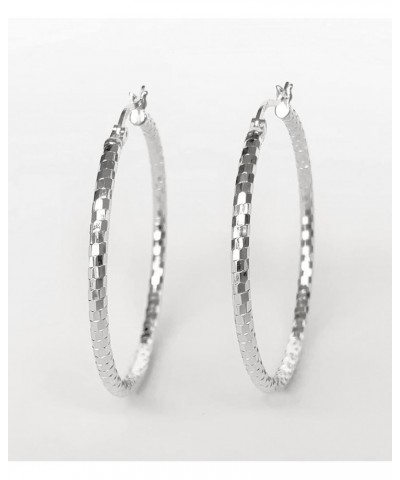 18k Gold Plated Big Hoop Earrings for Women 925 Sterling Silver Lightweight Dangle Dainty Earrings with Diamond Cut Texture 6...