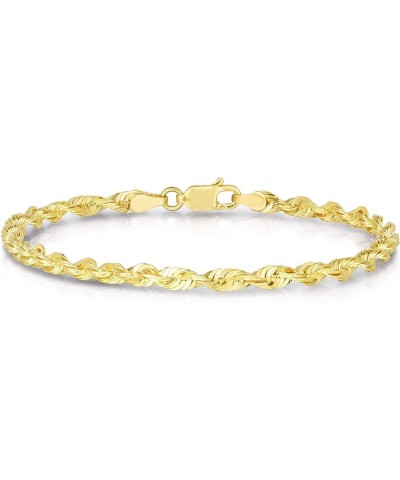 10k Yellow Gold 3mm Solid Multi Diamond Cut Rope Chain Bracelet and Anklet 7.0 Inches $86.51 Anklets