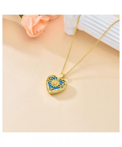 10K 14K 18K Solid Gold Personalized Sunflower/Starburst/Cross/Rose/Lotus/Butterfly/Turtle/Celtic/Bee Heart Locket Necklace Th...