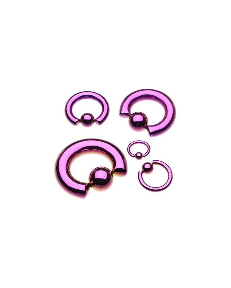 Basic Steel Captive Bead Ring 316L Surgical Steel (Sold Individually) 4g 14mm (8mm Ball) Purple $8.95 Body Jewelry