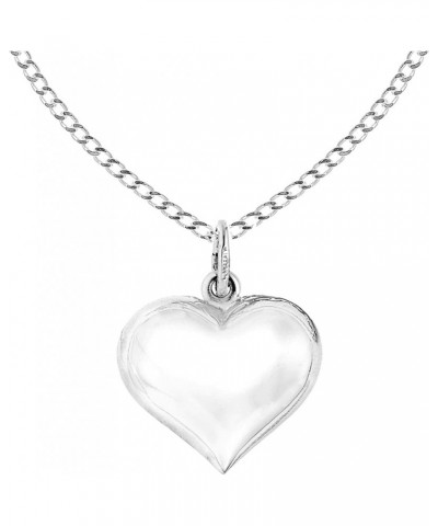 Sterling Silver Shiny Puffed Heart Polished Charm Pendant Necklace (Mini or Regular) 20 Inches Heart Size Large $17.39 Necklaces