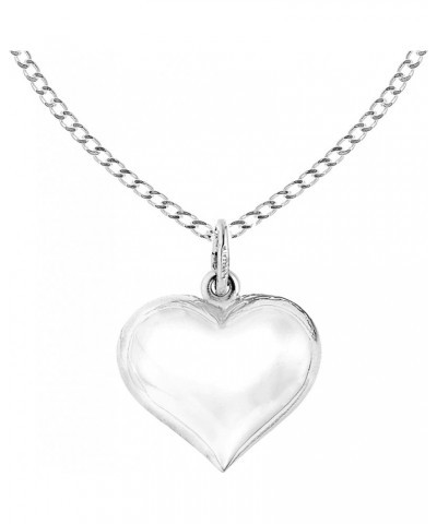 Sterling Silver Shiny Puffed Heart Polished Charm Pendant Necklace (Mini or Regular) 20 Inches Heart Size Large $17.39 Necklaces