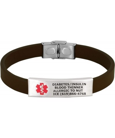 Deep Custom Laser Engraved Leather Medical Bracelet - Adjustable Medical Alert Bracelet w/Free Engraving (fits up to 8.5") & ...