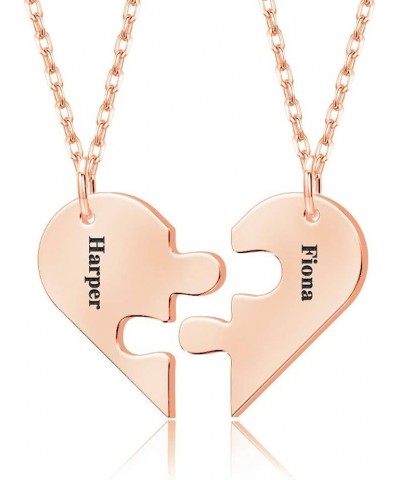 Best Friend Necklaces Personalized BFF Necklace with Engraved Name Heart Puzzle Necklace Set Friendship Jewelry Gifts 2 Piece...