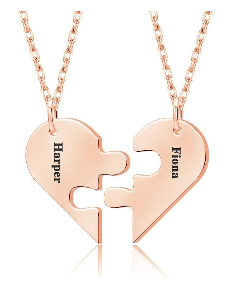 Best Friend Necklaces Personalized BFF Necklace with Engraved Name Heart Puzzle Necklace Set Friendship Jewelry Gifts 2 Piece...