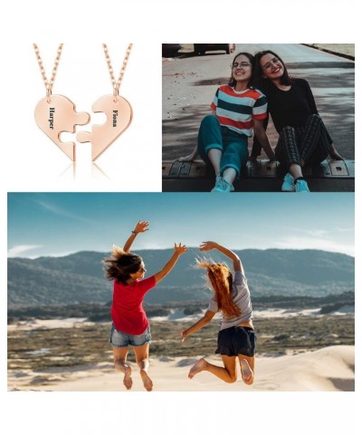 Best Friend Necklaces Personalized BFF Necklace with Engraved Name Heart Puzzle Necklace Set Friendship Jewelry Gifts 2 Piece...