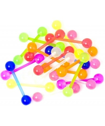 20 Mixed Bioflex Tongue Rings Glow in The Dark Flexible no Metal Comfortable 14 Gauge Piercing Jewelry - Sold as a pack of 20...