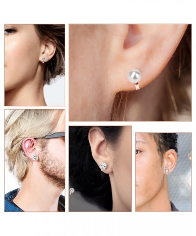 8 Pairs Clip on Earring Rose Gold Non-Pierced Earring Crystal CZ Pearl Clip on Stud Earring Non Pierced Earrings Set for Wome...