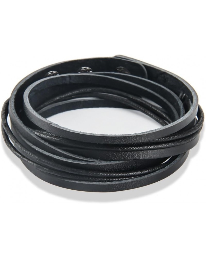 Handmade Genuine Vintage Leather Wrist Cuff Wrap Bracelet Adjustable B: 1 Black $6.78 Bracelets