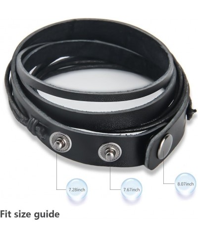 Handmade Genuine Vintage Leather Wrist Cuff Wrap Bracelet Adjustable B: 1 Black $6.78 Bracelets