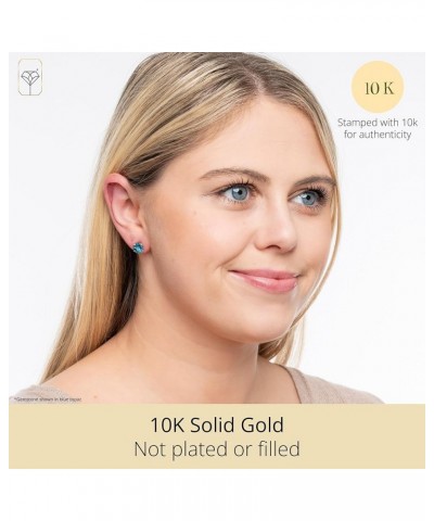 10k Gold 8mm Round Birthstone Stud Earrings for Women Yellow Gold yellow citrine $33.45 Earrings