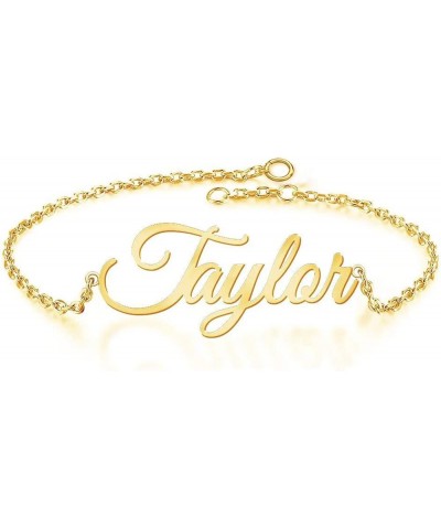 Solid 10K 14K 18K Gold Personalized Name Ankle Bracelet for Women Custom Layered Name Anklet Graduation Birthday Gift Customi...