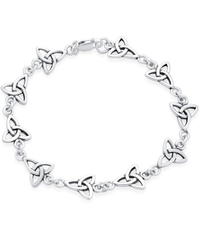 Religious Inspirational Christian Faith Irish Love Knot Celtic Triquetra Trinity Bracelet For Women Teen .925 Sterling Silver...