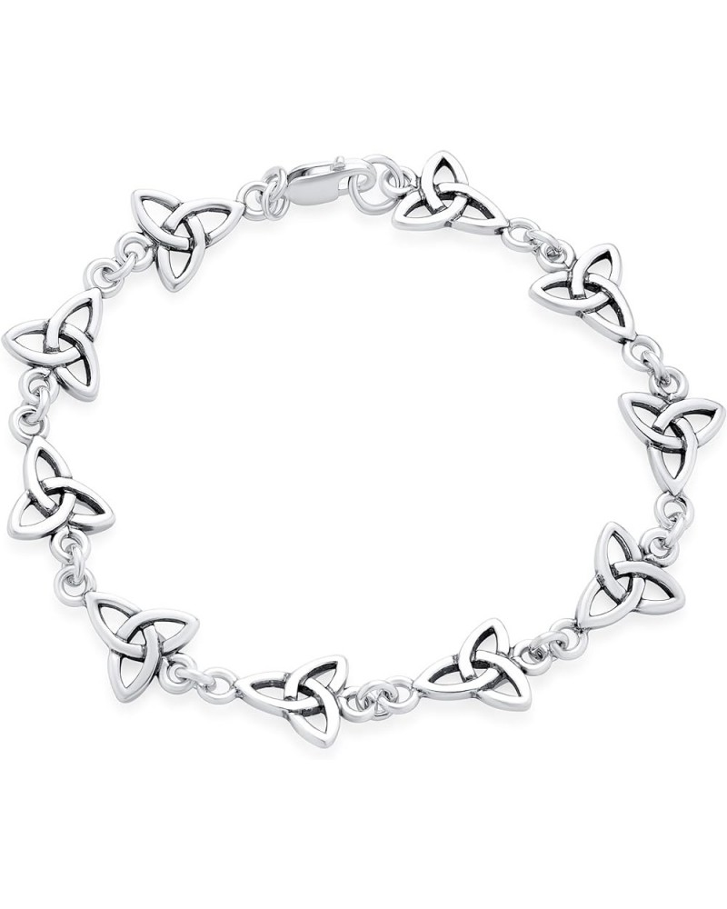 Religious Inspirational Christian Faith Irish Love Knot Celtic Triquetra Trinity Bracelet For Women Teen .925 Sterling Silver...