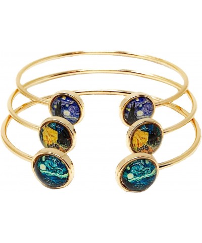 Three Van Gogh Starry Night Art Bracelets With Cleaning Cloth (Gold Colored Metal) $10.50 Bracelets