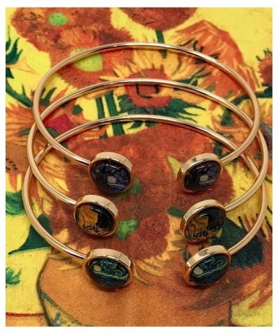 Three Van Gogh Starry Night Art Bracelets With Cleaning Cloth (Gold Colored Metal) $10.50 Bracelets