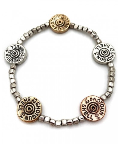 Western 12 Gauge Shotgun Bullet Shell Beaded Stretchable Bracelet Silver $16.79 Bracelets