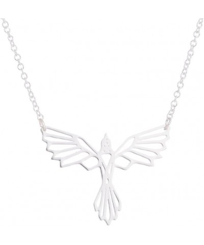 Origami Necklace Phoenix Necklace Pendant Phoenix Bird Necklace for Women Silver $9.90 Necklaces