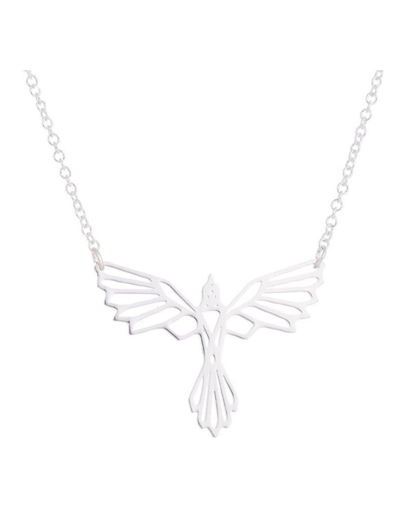 Origami Necklace Phoenix Necklace Pendant Phoenix Bird Necklace for Women Silver $9.90 Necklaces