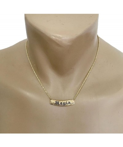 Hawaiian Heirloom Jewelry Custom 14k Gold Horizontal Pendant with Your Name in Black Enamel 20" Total Length 8mm Width $392.5...