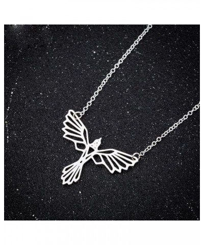 Origami Necklace Phoenix Necklace Pendant Phoenix Bird Necklace for Women Silver $9.90 Necklaces