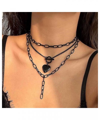 Gothic Black Star Necklace Dark Multilayer Cross Choker Necklace Jewelry for Women and Girls Necklace D $7.62 Necklaces