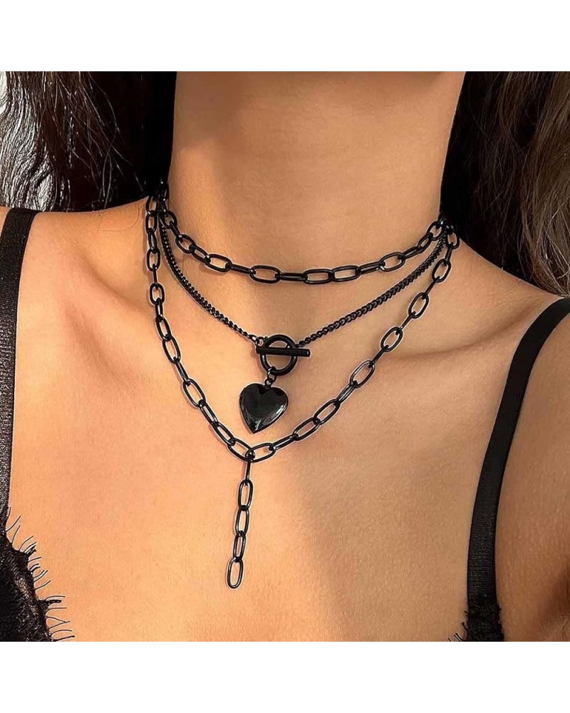 Gothic Black Star Necklace Dark Multilayer Cross Choker Necklace Jewelry for Women and Girls Necklace D $7.62 Necklaces