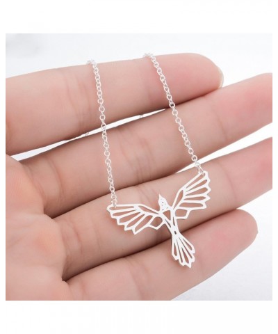 Origami Necklace Phoenix Necklace Pendant Phoenix Bird Necklace for Women Silver $9.90 Necklaces