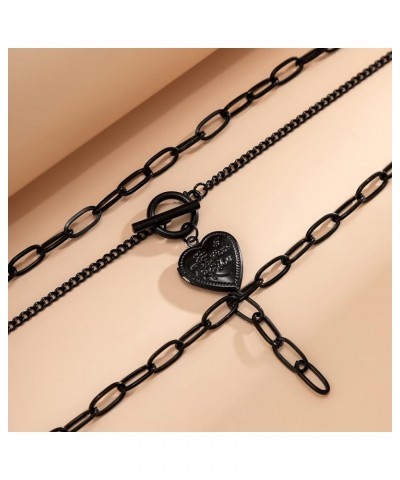 Gothic Black Star Necklace Dark Multilayer Cross Choker Necklace Jewelry for Women and Girls Necklace D $7.62 Necklaces