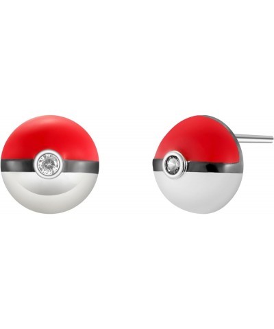 Red White Ball Enamel Studs Earrings with 925 Sterling Silver Back Posts $19.24 Earrings