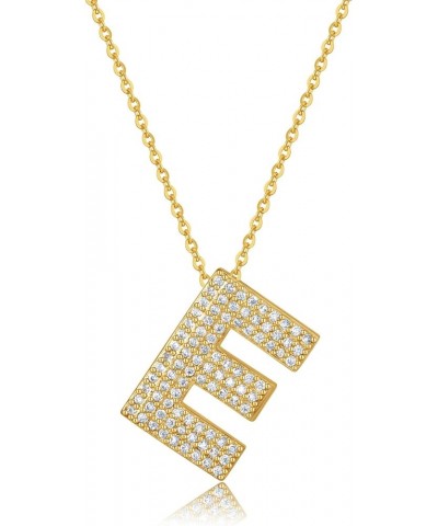 Women's Iced Out Bubble Initial Letter Alphabet Pendant, Diamond Zirconia Chunky Name Necklace Personalised Gift E-Gold $10.5...