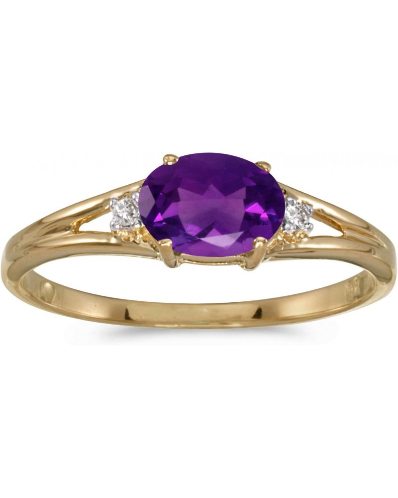 14k Yellow Gold Oval Amethyst And Diamond Ring $79.95 Rings