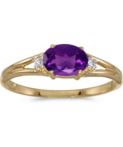 14k Yellow Gold Oval Amethyst And Diamond Ring $79.95 Rings