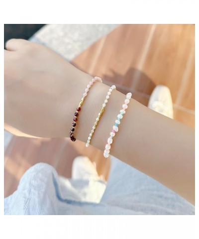 Thin Rope Friendship Bracelet Handmade Japanese Seed Bead Adjustable String Bracelets for Women Girls Beige 27K $11.56 Bracelets