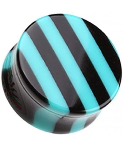 Brilliant Stripes Double Flared Ear Gauge Plug 0 GA (8mm), Teal $10.44 Body Jewelry