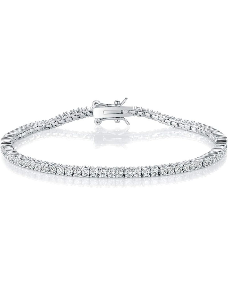 GMESME 18K White Gold Plated 2.0 Round Cubic Zirconia Classic Tennis Bracelet 6.5-8.5 Inch for Women Men White Gold 6.0 Inch ...