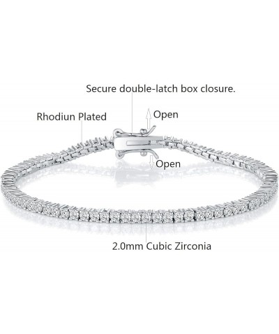 GMESME 18K White Gold Plated 2.0 Round Cubic Zirconia Classic Tennis Bracelet 6.5-8.5 Inch for Women Men White Gold 6.0 Inch ...